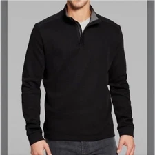 Hugo Boss Piceno Black 1/4 Snap Gray Stripe Cotton Sweater Pullover