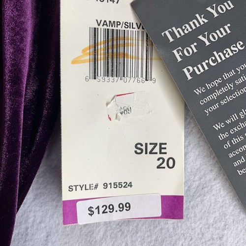 ONYX Nite Maxi Formal Long Vampire Purple Dress Sz 20W Velvet Metallic $130 - Picture 5 of 8