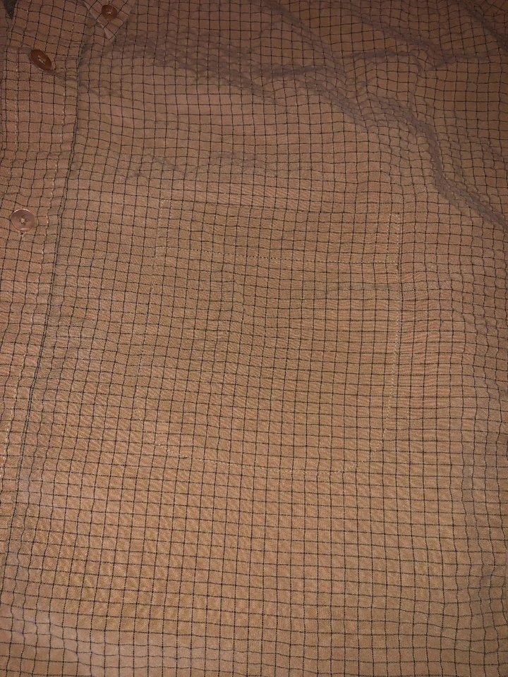 Consensus Mens Button Down Beige Plaid Long Sleeve 2XL XXL - Image 3 of 4