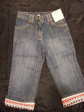 NWT Gymboree WINTER SNOWFLAKE Denim blue jeans  Sweater cuffs  Girls 2T