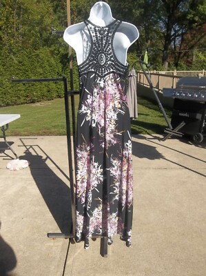 julian maxi dress NWT JULIAN TAYLOR BLACK FLORAL PRINT MAXI DRESS M
