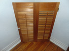 Vintage Wooden Interior Louver Window Shutter 18" Wide x 24" Tall Natural Finish
