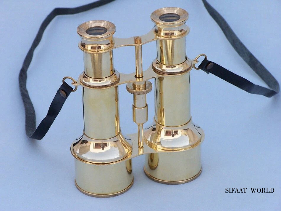 Sifaat World 6" Commanders Brass Binoculars with Leather Case, Cyber Monday Gift - Image 3 of 4