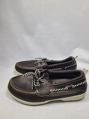 Crocs Above Deck Shoe Dark Brown Leather Boat Shoes Womens