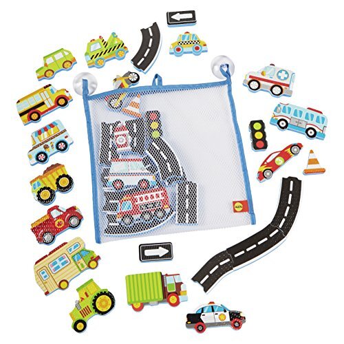 ALEX Bath Beep Stickers Soft Foam Bath Toy Road Trip Vehicles 38 Pieces