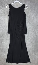 Vince Camuto Long Sleeve Cold Shoulder Ruched Maxi Dress Womens Size 12 Black