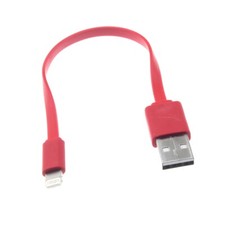 Red Short Flat USB Cable Rapid Charger Sync J1K for iPhone 7 8 Plus X XR XS, Max