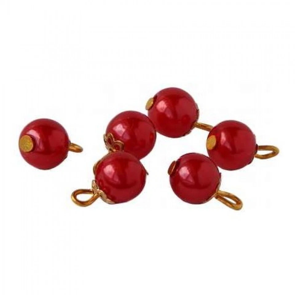 MARKENLOS Puppenstube Miniatur - Christbaumkugeln rot 7-8mm 12er Set
