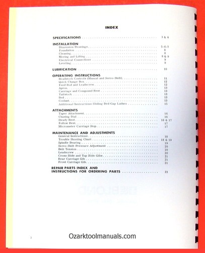 LEBLOND Regal 13C3, 15C5, 17E5, 19E7 Metal Lathe Owner Operator Part Manual 0429 - Picture 2 of 12