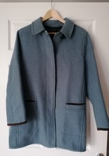 Schneiders Salzburg Long Wool Steel Blue Coat Trachten Loden Uk12 14 Austria G31