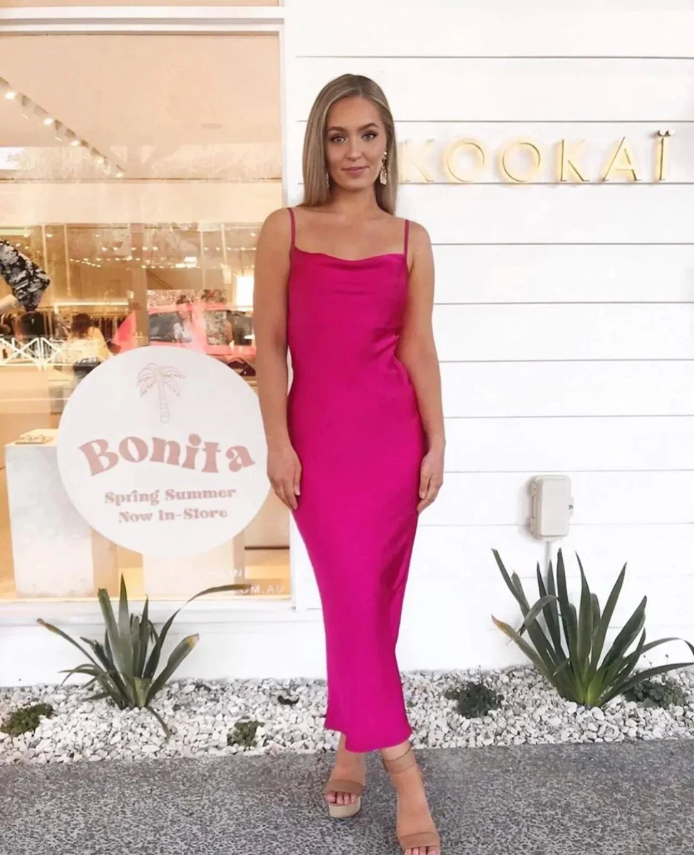 BNWT Kookai Como Slip Dress Size 36 / AU 8 Fuchsia | eBay