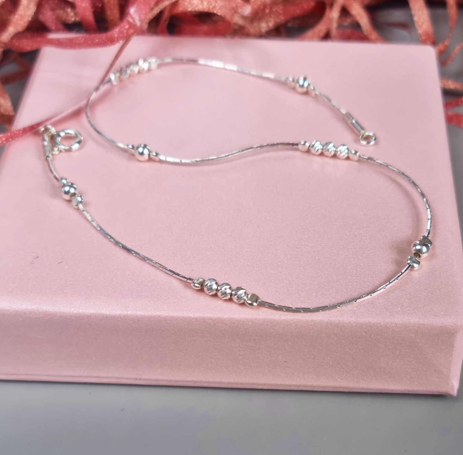 Dainty 925 Sterling Silver Anklet Ankle Bracelet-image