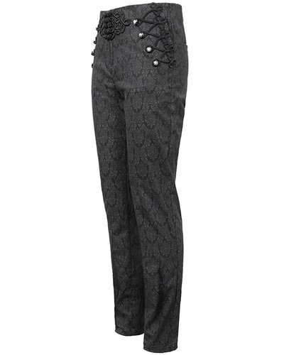 Devil Fashion Mens Gothic Steampunk Dress Pants Trousers Black Victorian Damask