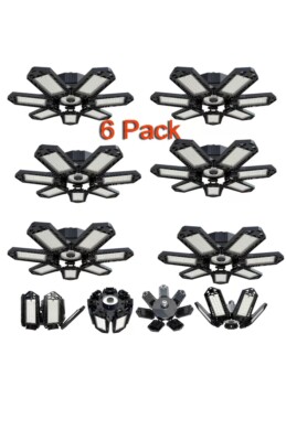 12000000LM LED Garage Light Bright Work Shop Ceiling Light Deformable Bulb 6 Pak