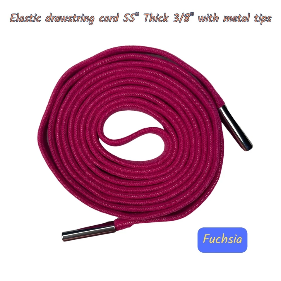 Flat drawstring cord replacement 55" Thick 3/8" with metal tips. Stretch cords - Image 4 of 4