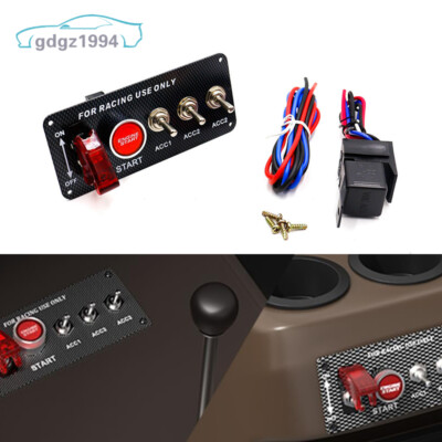 12V Car 5 in 1 Ignition Switch Panel Toggle Switch Engine Starter Push Button