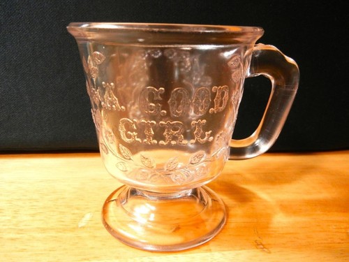 McKee EAPG "A Good Girl" Glass Cup Mug for Child Clear Glass - Picture 1 of 7