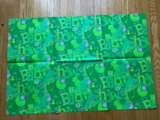 Vintage 70s 1 SHEET Green Psychedelic Teddy Hallmark Baby Shower Gift Wrap