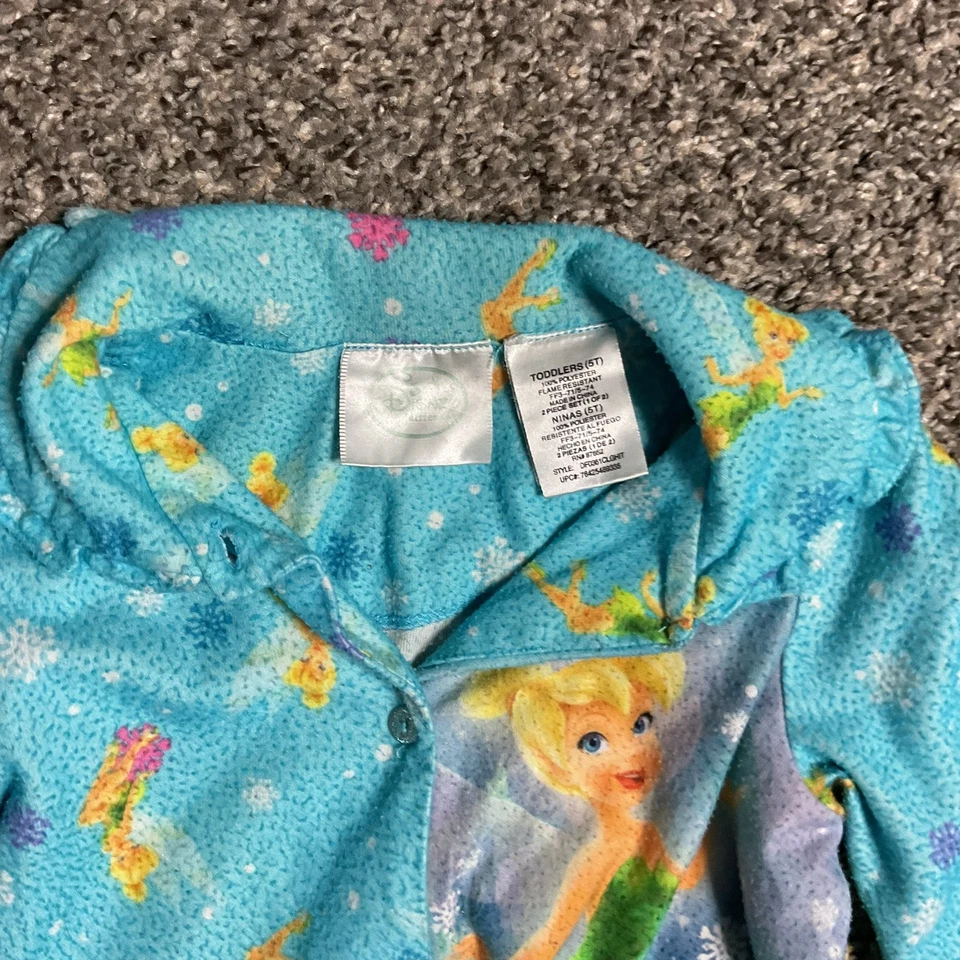 Disney Tinkerbell Girl's Pajamas 2 pcs Se Blue Sz 5T - Image 3 of 4