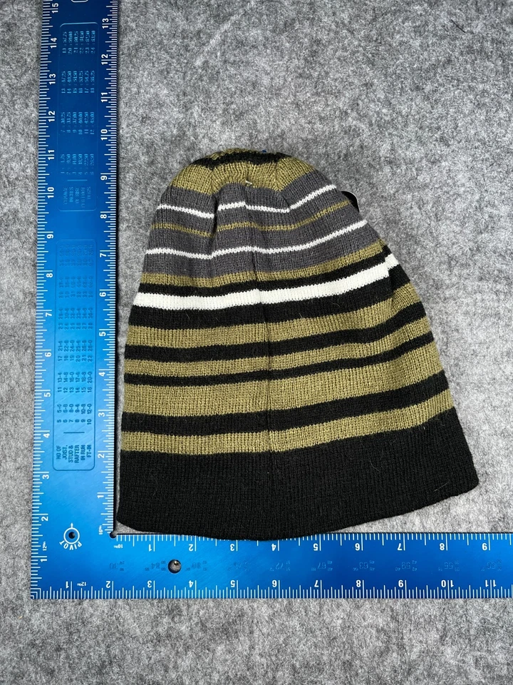 Grand Sierra Gorro Toque Hombres Talla Única Verde Rayas Tejido Acrílico Reversible NUEVO Foto 3 de 4