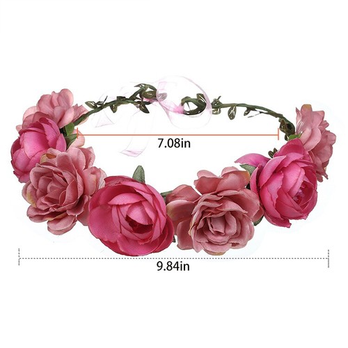 Flower Headpiece Hair Wreath, Polyester Flower Crown Headband - Picture 2 of 6