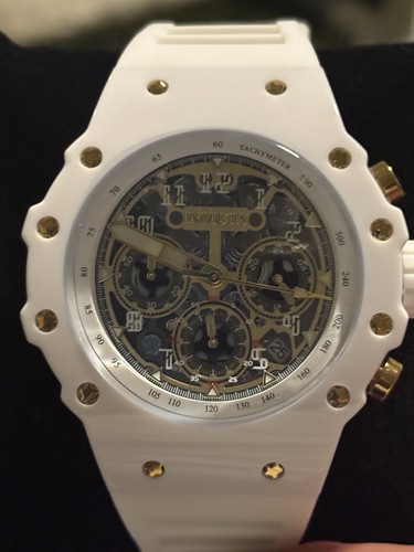 Invicta Bolt Men's Quartz Chronograph Tachymeter Date White Silicone Watch