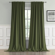 DUALIFE Olive Dark Green Blackout Curtains 105" Thermal Insulated 2 Panels