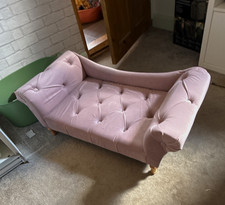 Pink Crushed Velvet Tufted Chaise Longue 1 Seater 95x50x34cm