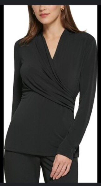 Women DKNY Shirt Black Polyester 42 / XL / 50