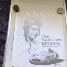 FANGIO Poster 1986 Adelaide the maestro returns Grand Prix by Stonie very rare