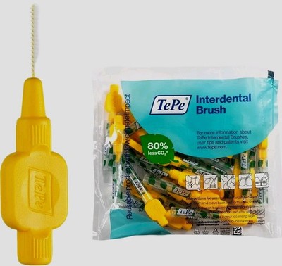TePe IDB Interdental Brushes Yellow 0.7mm 25/Bag Renewable Handle
