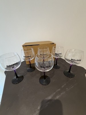 Bulldog 5x London Dry Gin Stielgläser mit Aufdruck Bar-Gläser