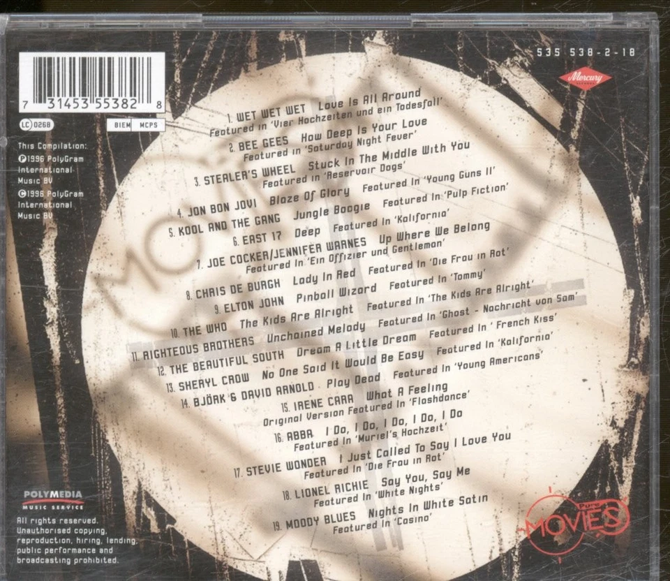 Various Artists Pure Movies CD Europe Mercury 1996 5355382 - Bild 2 von 3