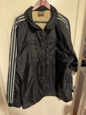 Vintage Adidas Jacket Mens XXL Black/Gray 3 Stripe Quilted Lined Full Zip Y2K