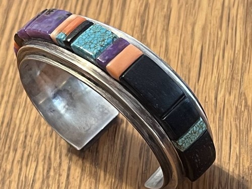 NAVAJO Edison Cummings Inlay Bangle Navajo Indian Jewelry JAPAN JP - Picture 2 of 8