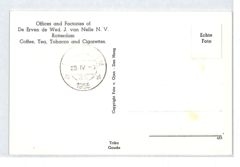 NETHERLANDS 1955 FDC Postcard MAXI-CARD Factory 25c Building of Van Nelle XT287 - Image 3 of 4