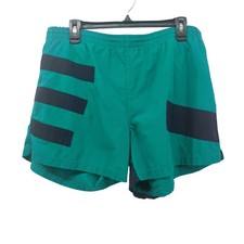 Vintage Swim Trunks Drawstring Beach Pool Green Navy Blue L