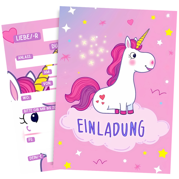 8 Einladungskarten Einhorn Geburtstag Kinder - Einladung Jungen & MäDchen #98-image