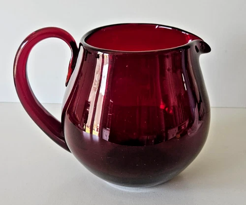 VINTAGE Art Glass BLENKO Ruby Red JUG/ PITCHER 5-1/2" tall MUST SEE