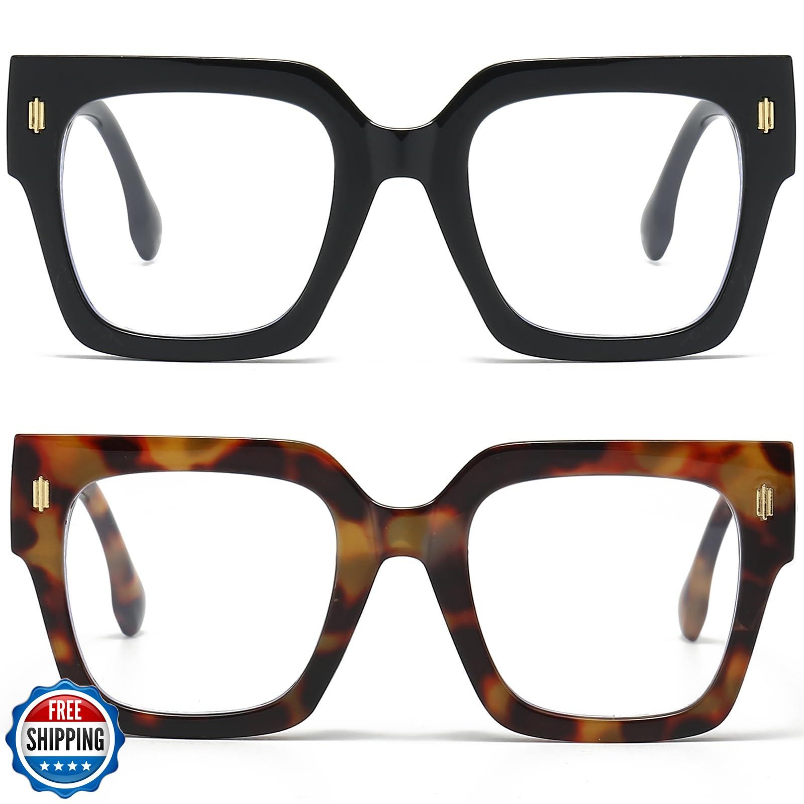 Breaksun Fashion Oversized Blue Light Blocking Glasses for Women Men Trendy B