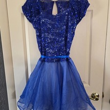 Weissman Royal Blue Sequin Fit-and-Flare Dance Costume