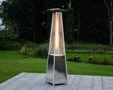 Hiland Pyramid Patio Garden Outdoor Heater Indoor Glass Tube Silver Finish 234cm