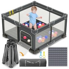 Foldable Playpen for Babies and Toddlers, 50x50 Inches Portable Playpen, Kids