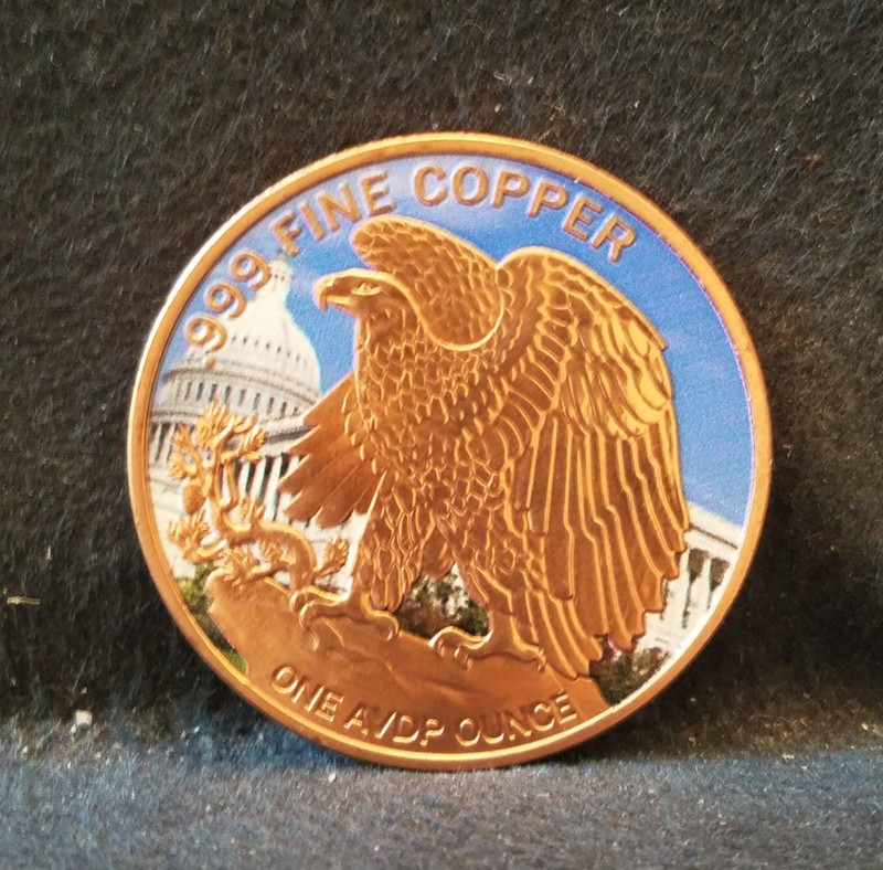 USA Walking Liberty colored copper 1 ounce round, pretty