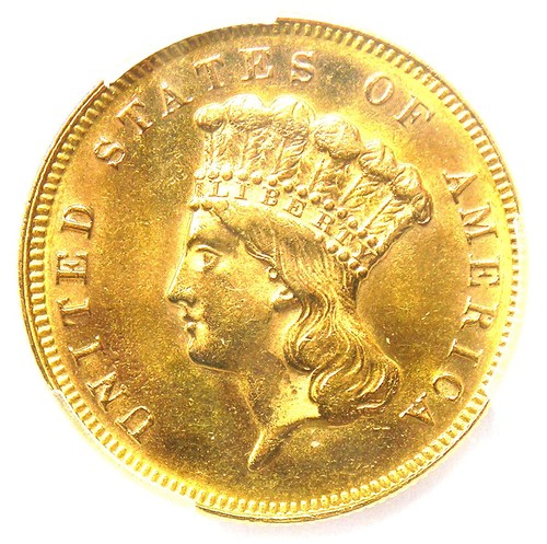 1878 Three Dollar Indian Gold Coin $3 - Certified PCGS AU Details - Rare Coin!