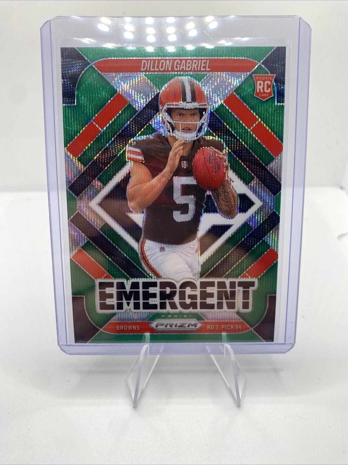 Panini 2025 Prizm Dillon Gabriel #18 Emergent Green Wave Browns Football Card
