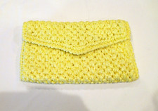 Bright yellow crocheted clutch purse