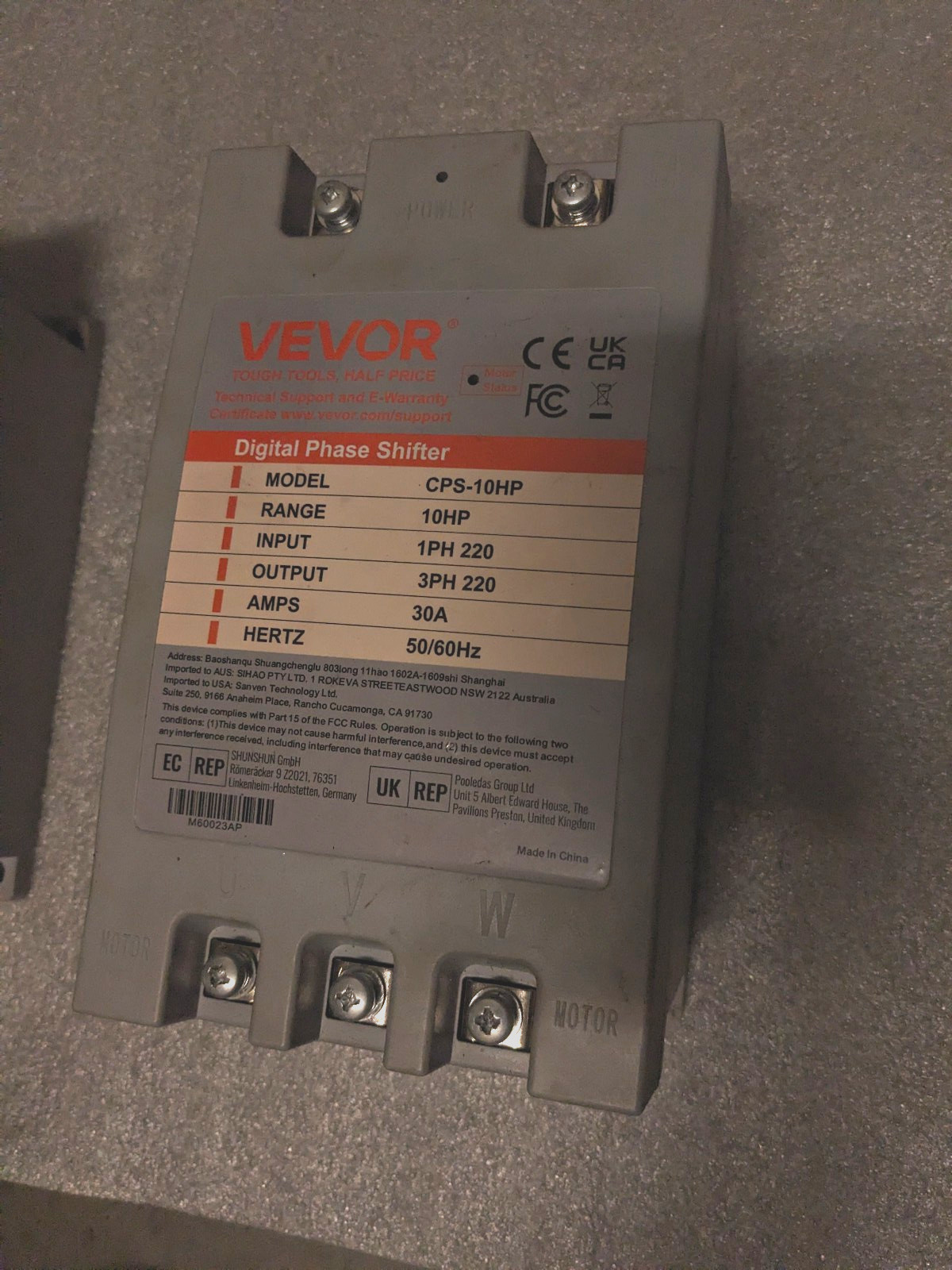 VEVOR 10HP Phase Shifter 30A