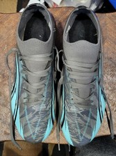 New Puma Ultra Match Rush FG AG Grey Blue Soccer Cleats Size 7.5 - 107830 01