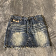 Vintage Naughty Jeans Distressed Denim Mini Skirt Womens L Low Rise